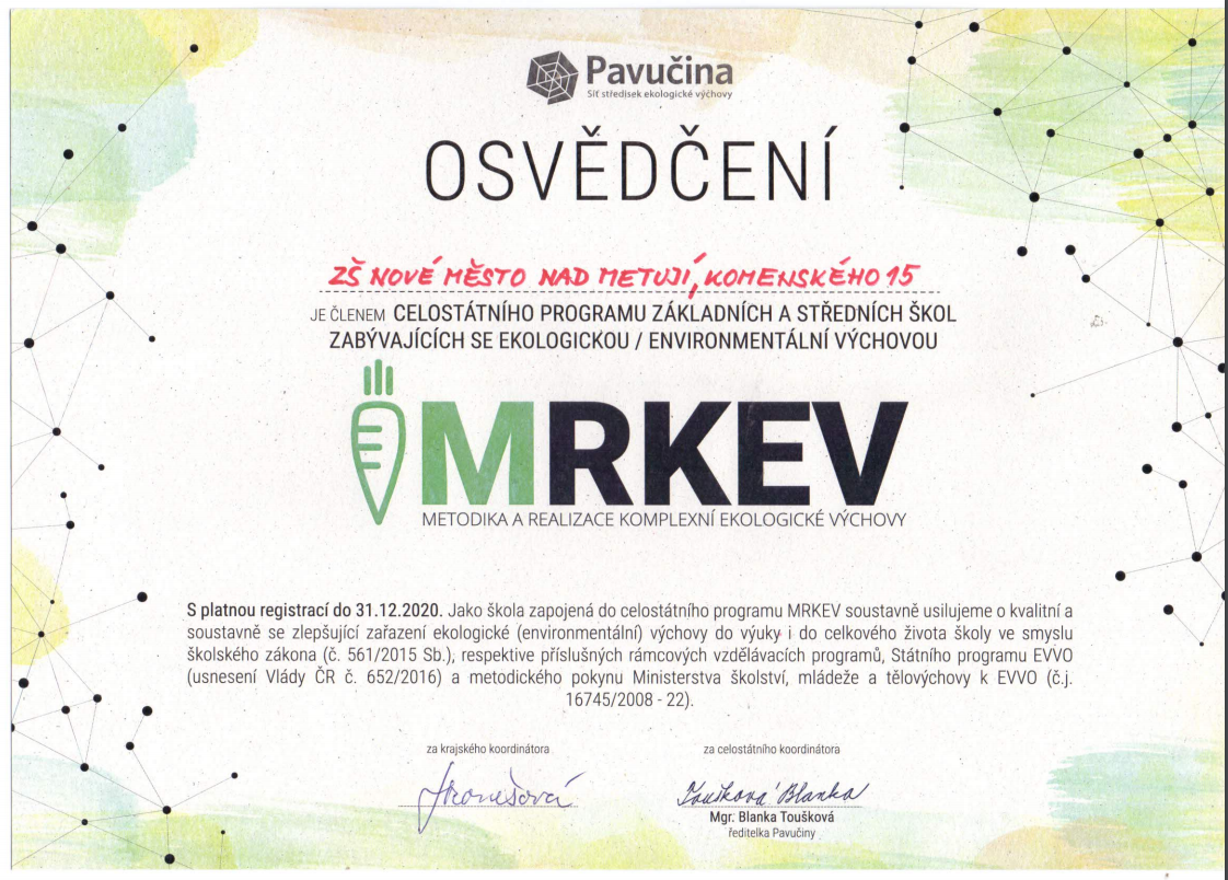 Osvědčení programu MRKEV 2020