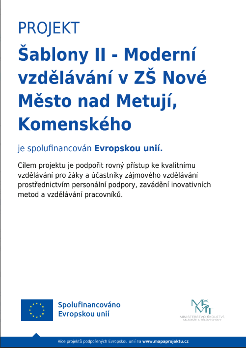 Publicita projektu Šablony II – Moderní vzdělávání